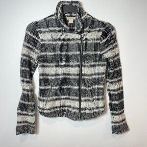 Lucky Brand Womens Harper Tweed Full Zip Moto Jacket Black M Asymmetrical Pocket